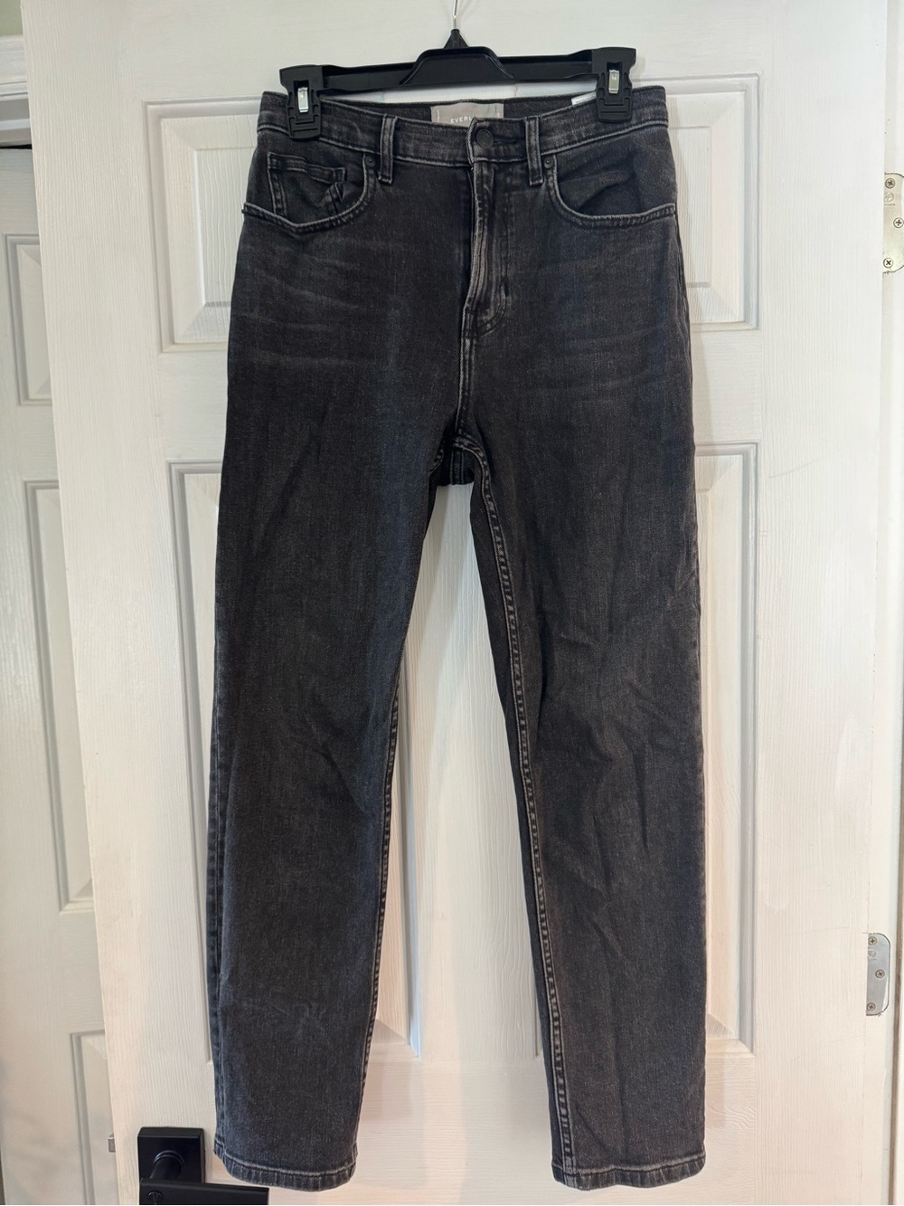 Everlane Black Washed Straight-Leg Jeans